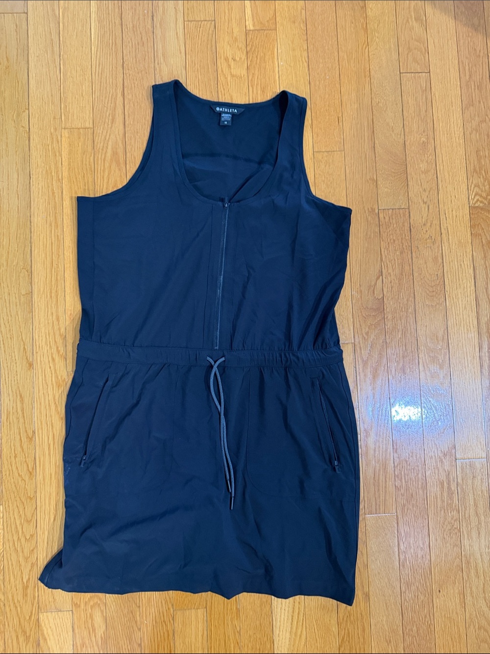 Athleta Black Zip-Front Sleeveless Mini Dress